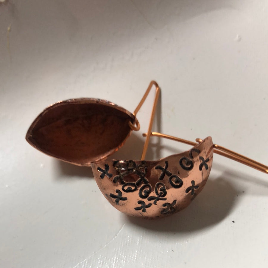 Copper Earrings X and O
