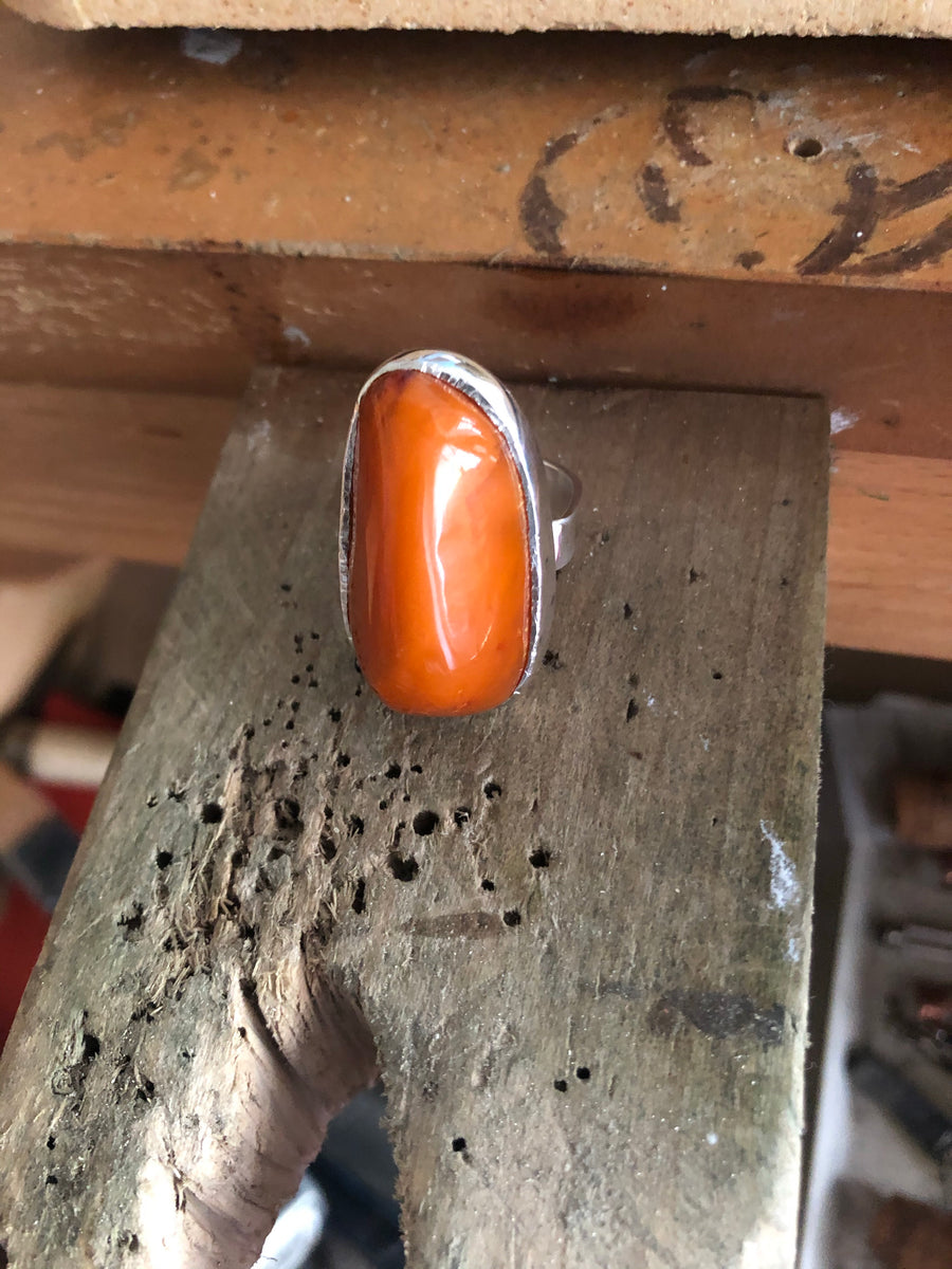 Silver Amber Ring