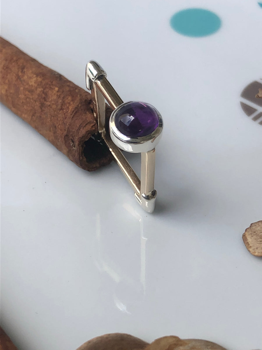 Gold /Silver Amethyst square first knuckle