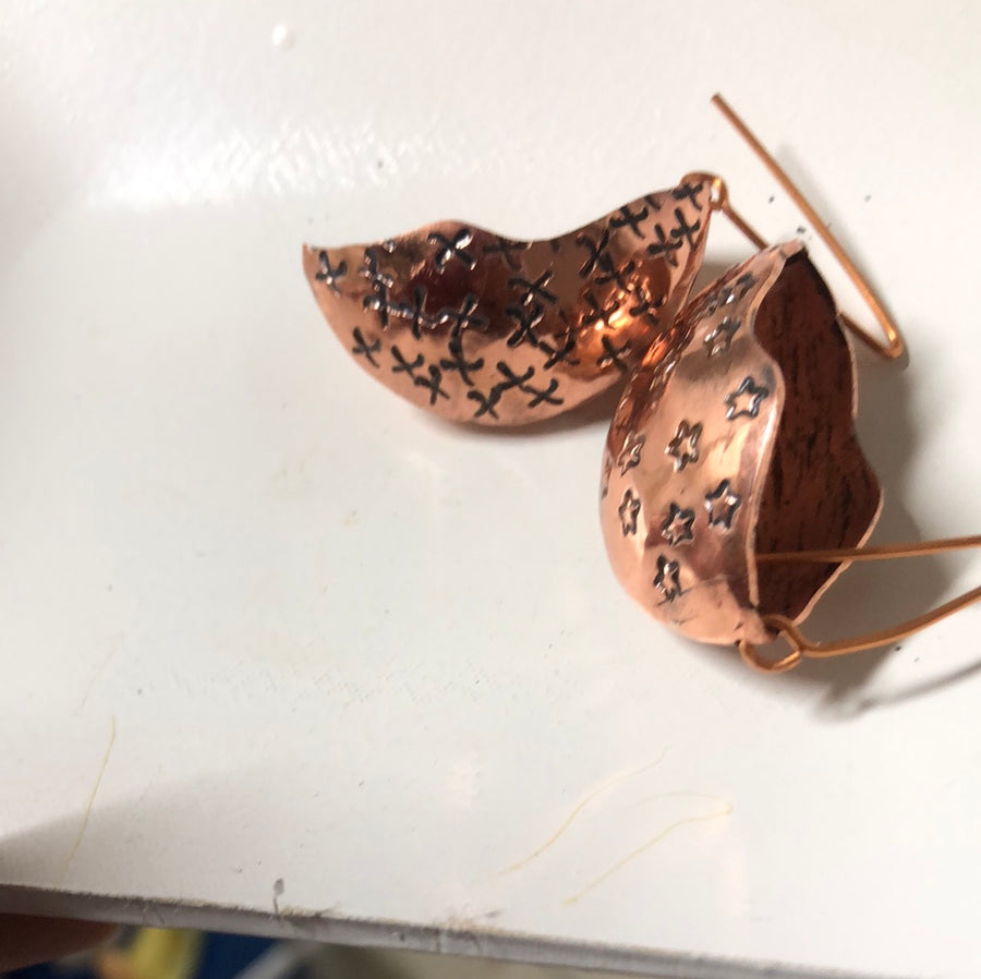 Copper Earrings Stars/Xs