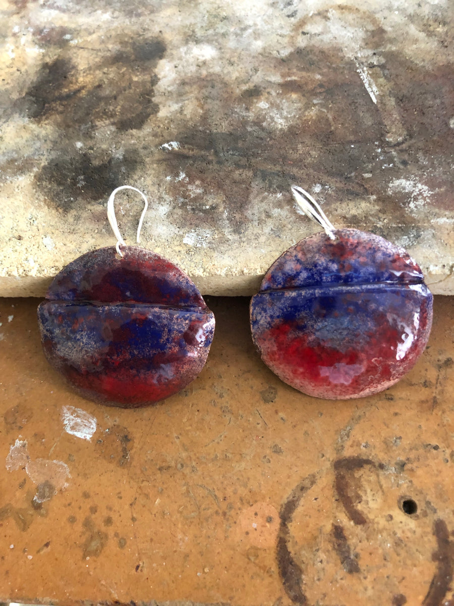 Red/Blue Enamel Earrings