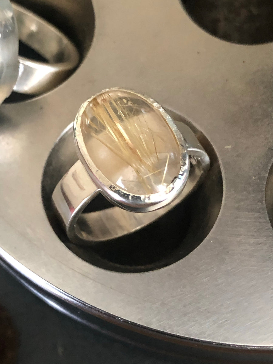 Rutilated Quartz Silver Ring