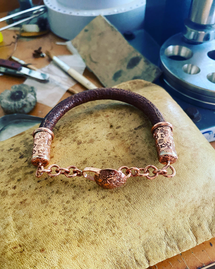 Copper Leather Toggle Bracelet
