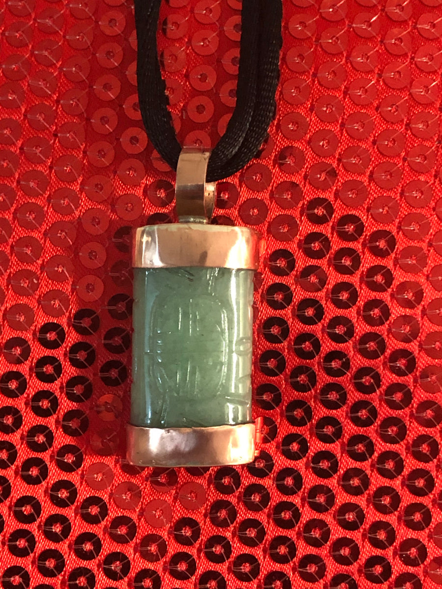 Copper Carved Chrysoprase pendant