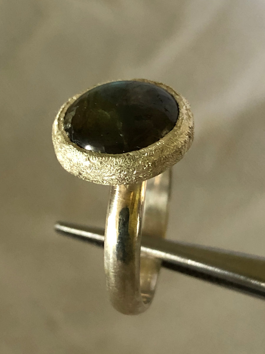 12 mm Labradorite Silver Ring