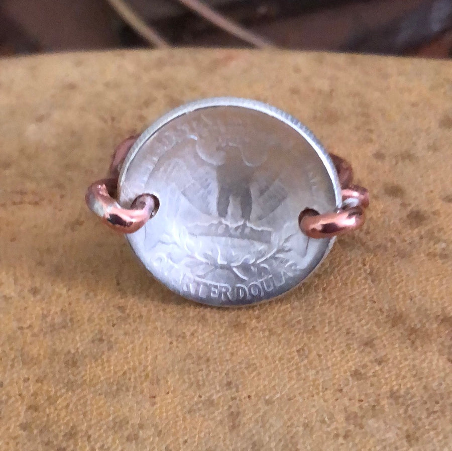 Silver Coin Copper Ring