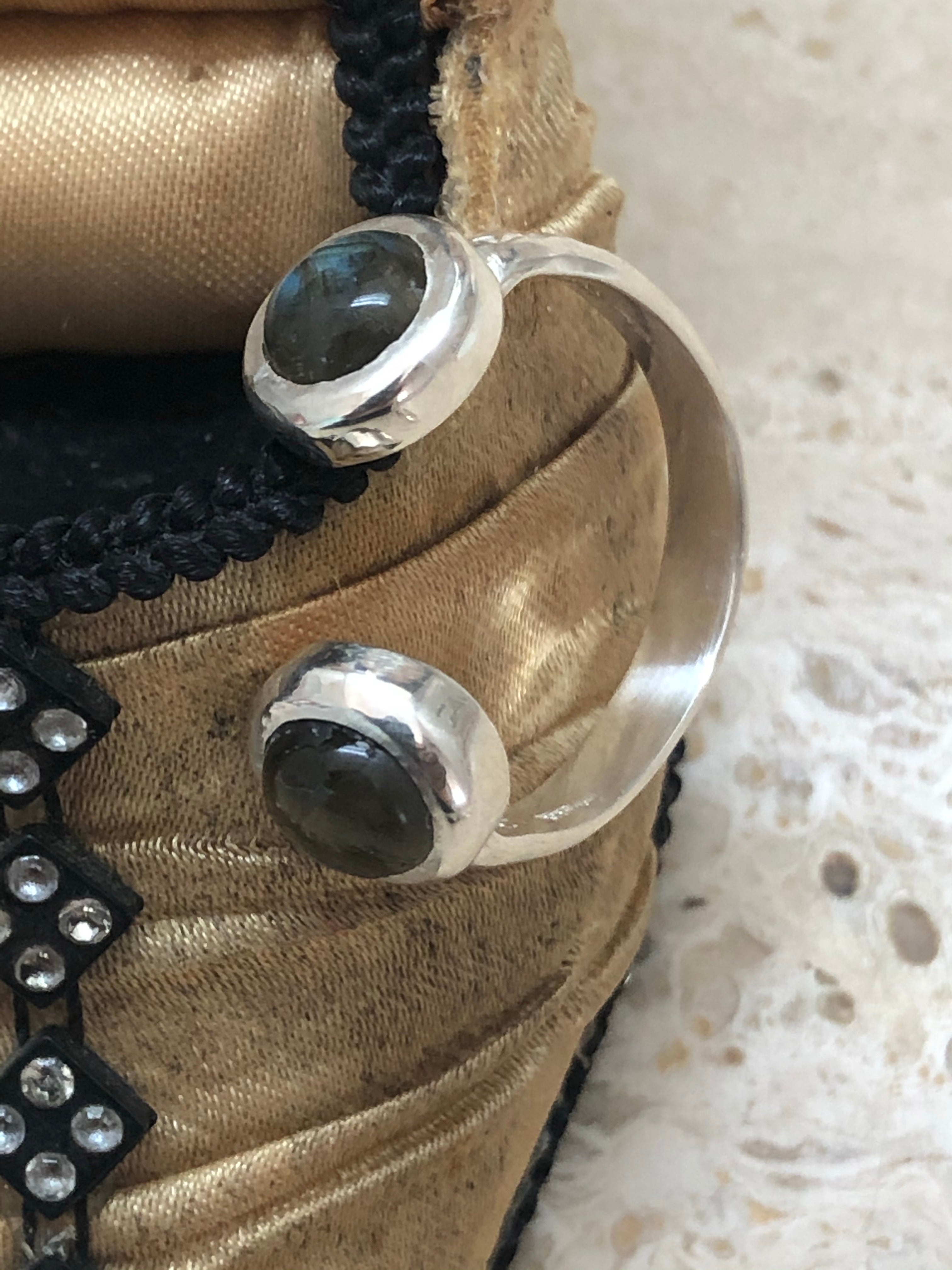 Double Labradorite Silver Ring