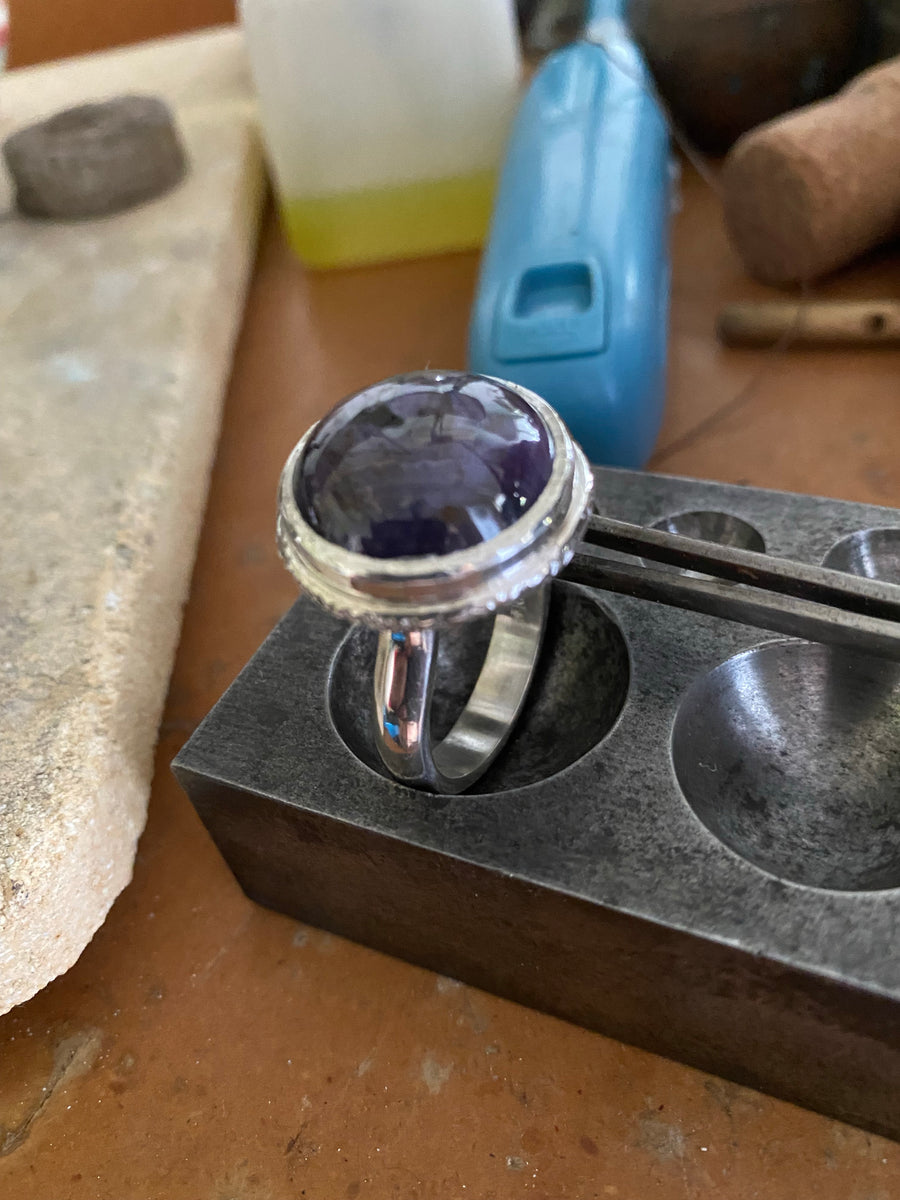 Pink Purple Sapphire/Silver Ring