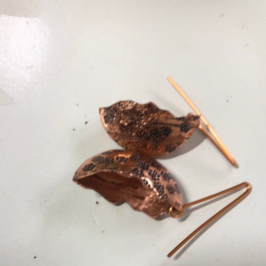Copper Earrings Daisies/Spirals