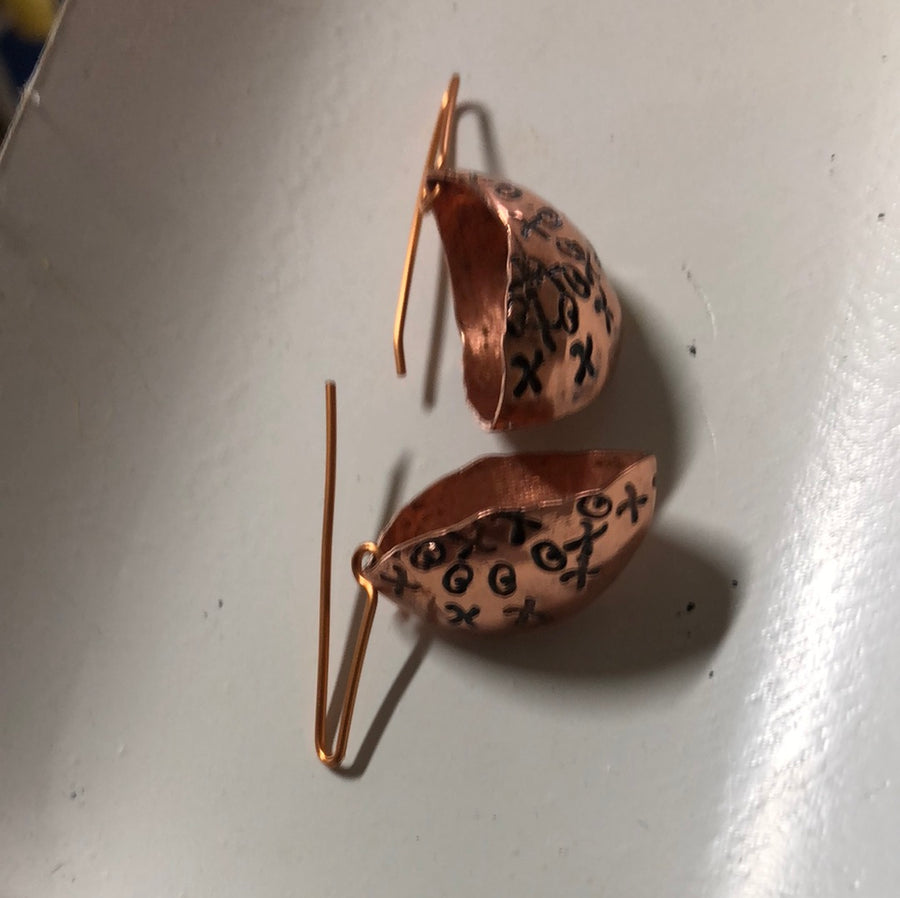 Copper Earrings X and O