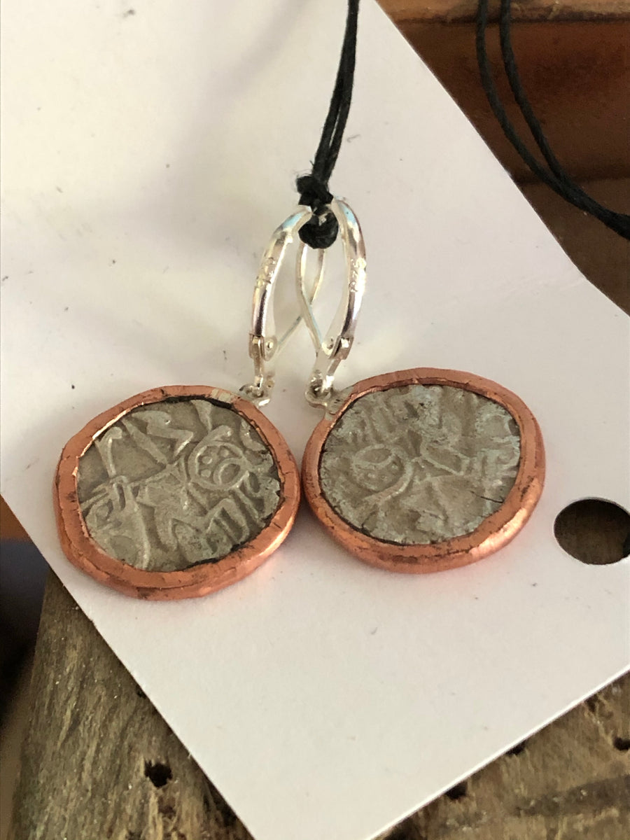 Silver coin Earrings with matching Ring