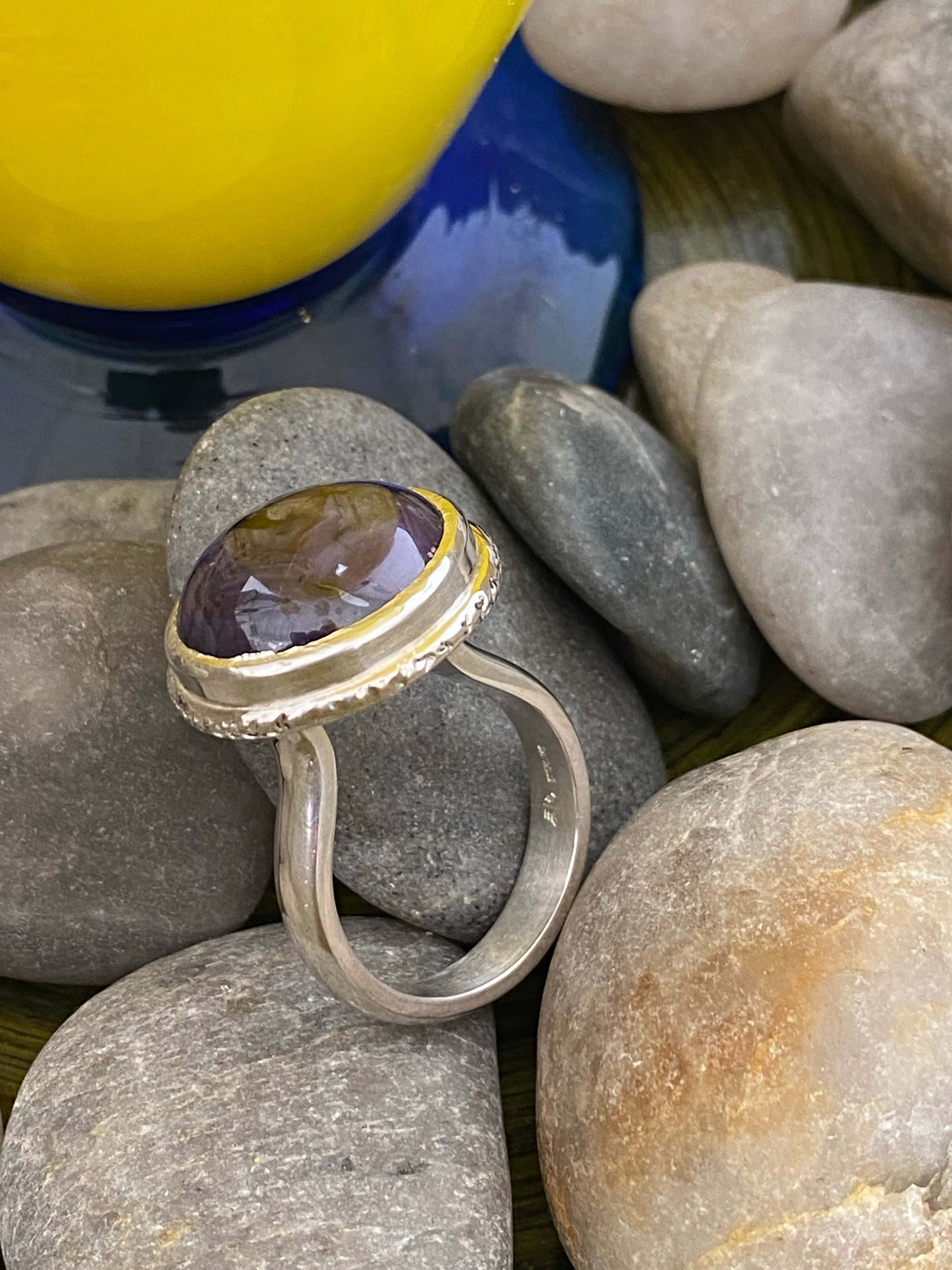 Pink Purple Sapphire/Silver Ring