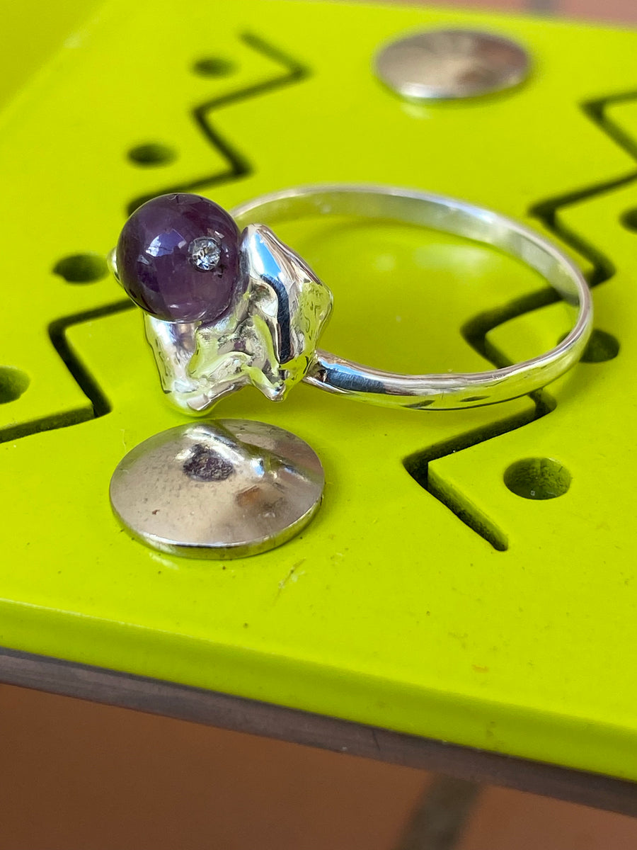 Silver Amethyst Freestyle Ring